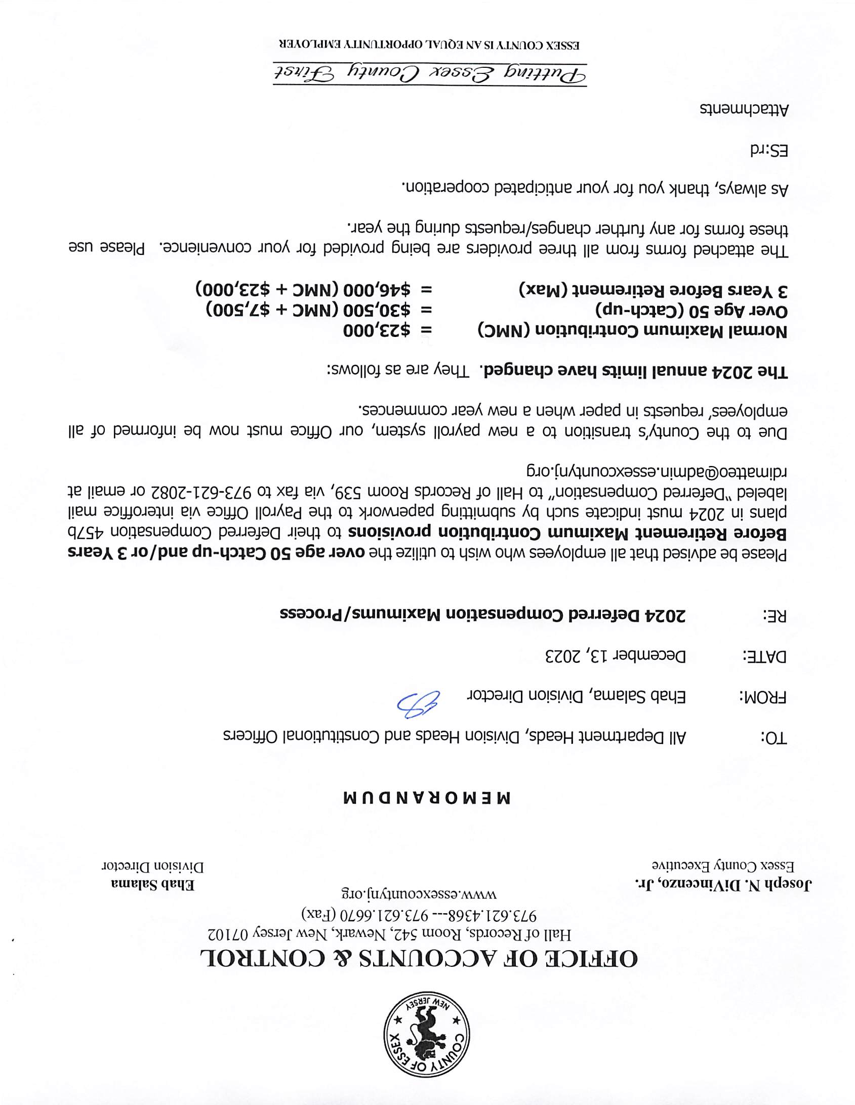Deferred Compensation Memo for Employees