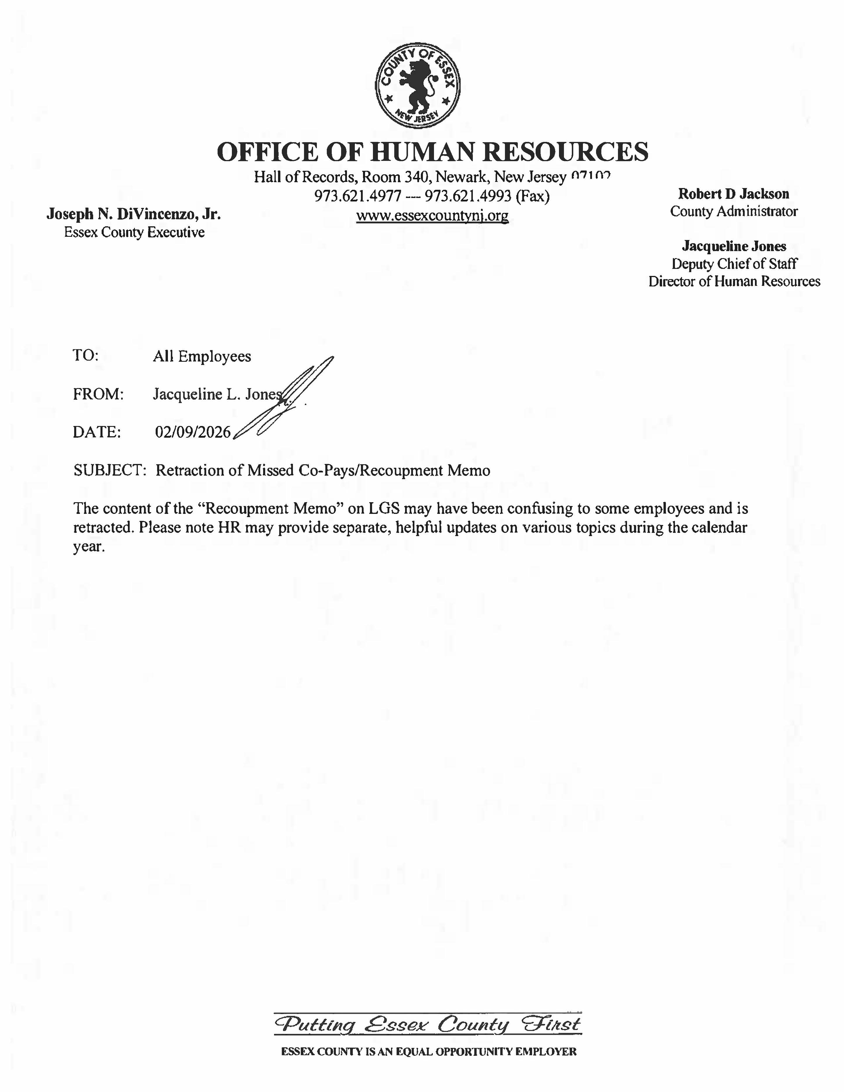 Retracted Recoupment Memo